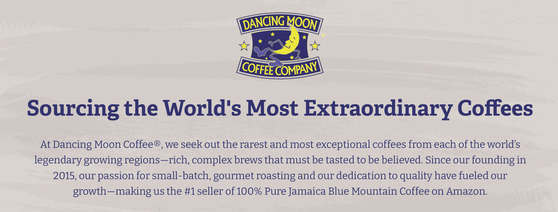 Dancing Moon Coffee Company logo and text on a light gray background