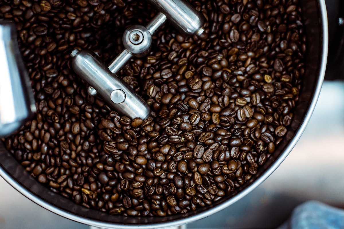 coffee beans in a roaster