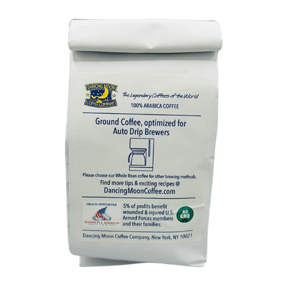 Dancing Moon Jamaica Blue Mountain Coffee - 8 oz Ground Back Label