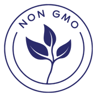 Non-GMO logo with a circular design and leaf symbol