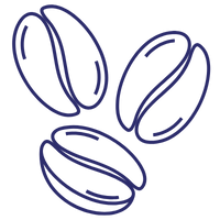 Outline of three coffee beans on a white background