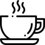 steaming coffee cup logo