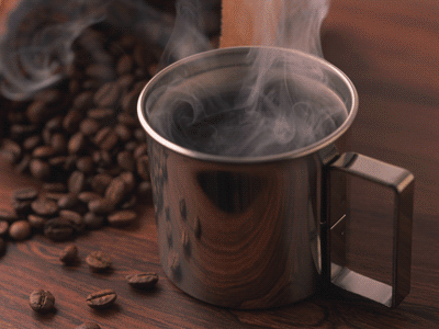 steaming cup of coffee video