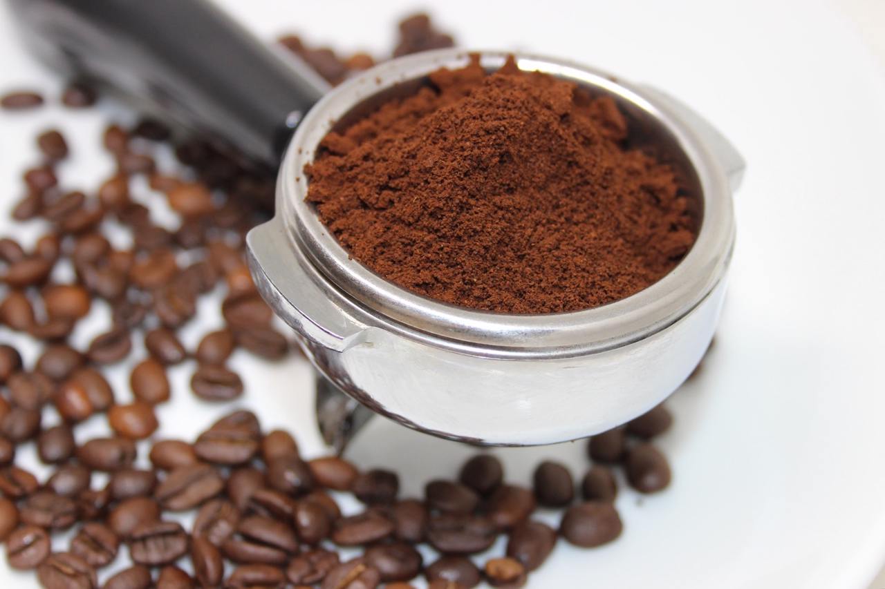 ground coffee in a container