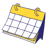 Illustration of a calendar with a yellow top tab on a white background