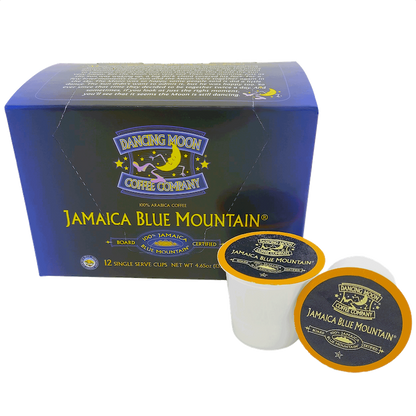 box and cups of 100% JAMAICA BLUE MOUNTAIN ® Single Serve Pods, 12 CT Box